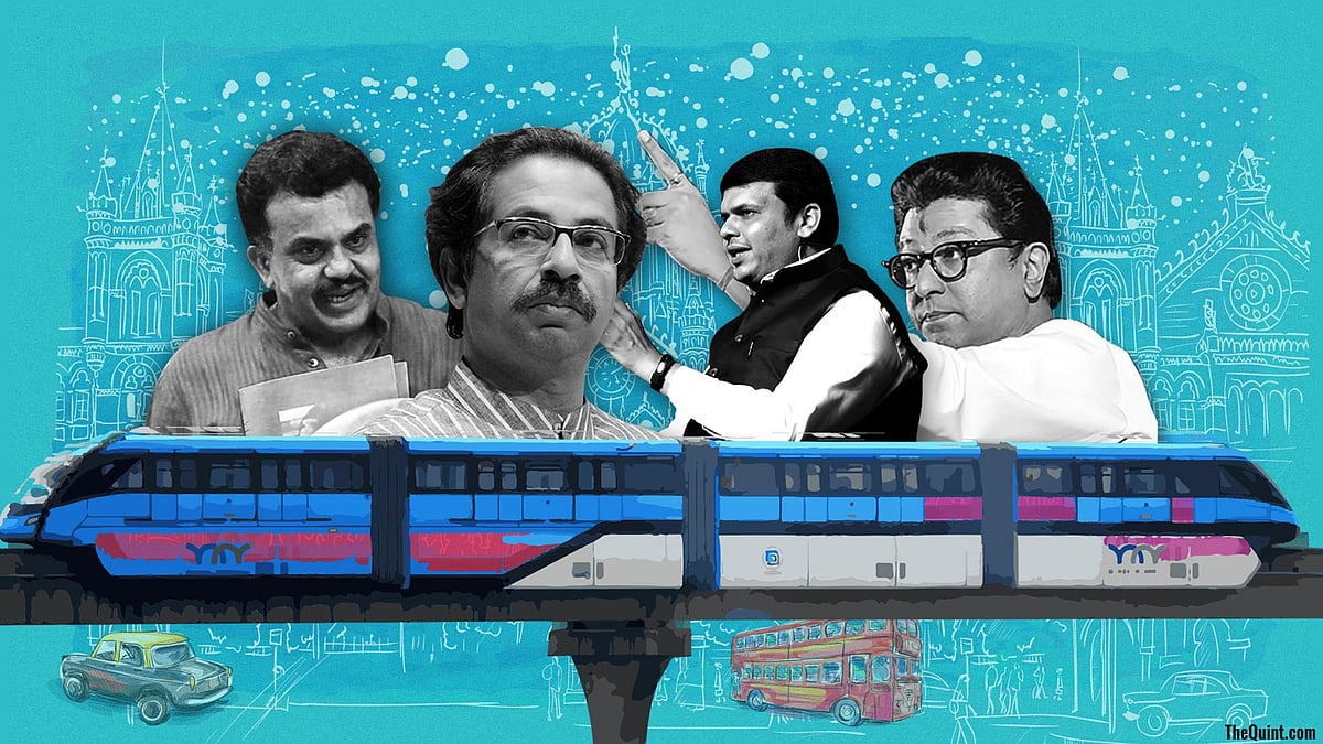 Sanjay Nirupam, Uddhav Thackeray, Devendra Fadnavis and Raj Thackeray. (Photo: Harsh Sahani/<b>The Quint</b>)