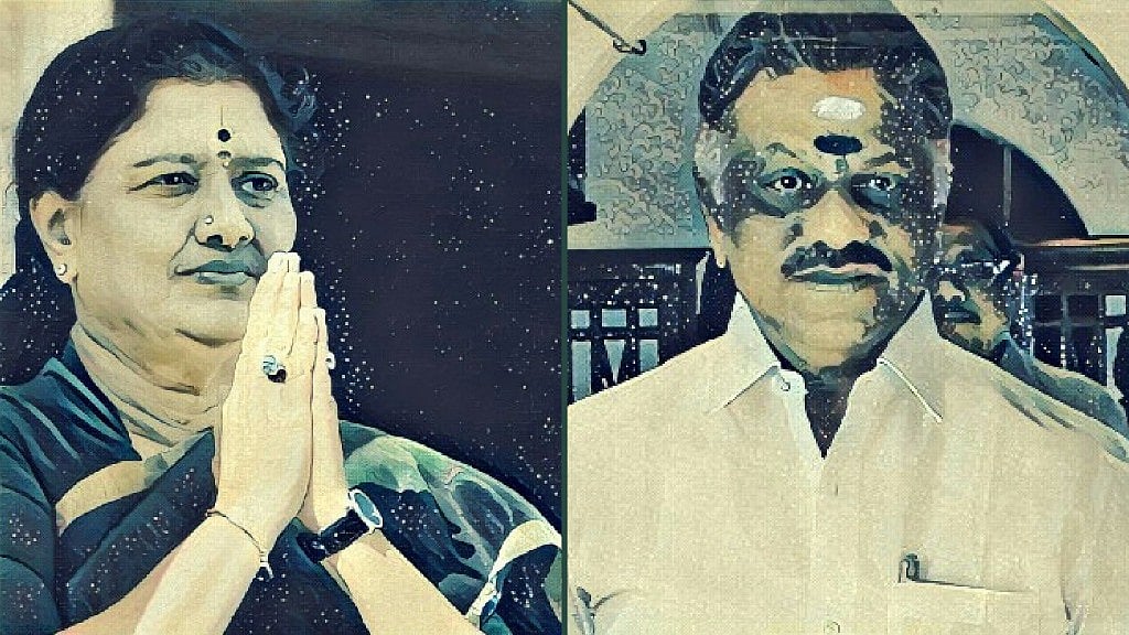 Sasikala and O Panneerselvam. (Photo: <b>The Quint</b>)