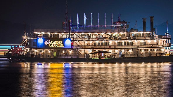 Casino Royale Goa, an off-shore casino, is anchored on the Mandovi river in Panaji. (Photo: Reuters)
