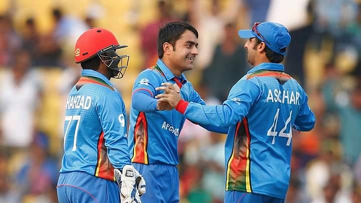Afghanistan’s Rashid Khan celebrates a wicket during the fourth ODI against Ireland. (Photo Courtesy: Facebook/<a href="https://www.facebook.com/Zadran-Cricket-Menawal-867245913314549/">Zadran Cricket Menawal</a>)