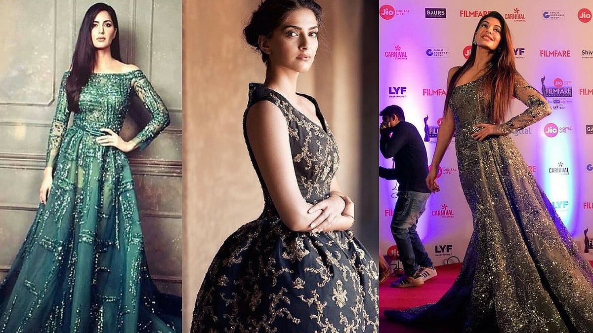 Katrina Kaif, Sonam Kapoor and Jacqueline Fernandez flaunt the creations of their favourite Middle-Eastern designers. (Photo courtesy: Instagram/ <a href="https://www.instagram.com/p/BMwE5_Hh9pb/?taken-by=katrinakaif_official">katrinakaifofficial</a>/ <a href="https://www.instagram.com/ashistudio/?hl=en">ashistudio</a>/ Yogen Shah)