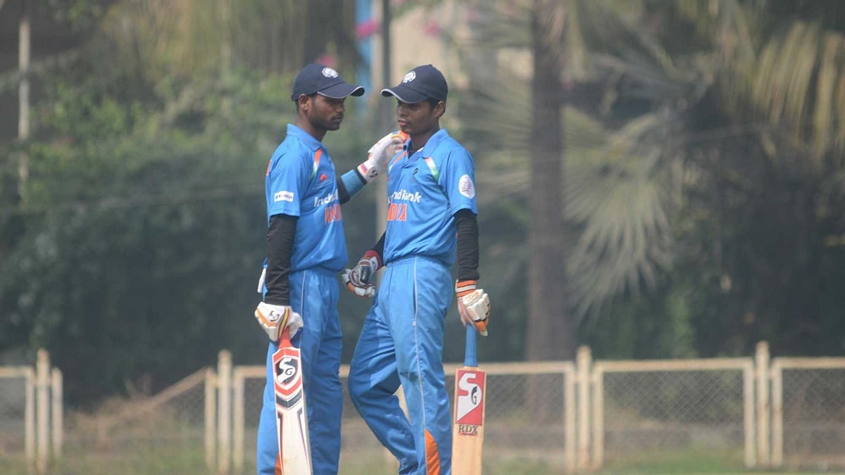 Indian batsmen during the T20 Blind World Cup match between India and South Africa in Mumbai on Feb 3, 2017. (Photo: IANS)