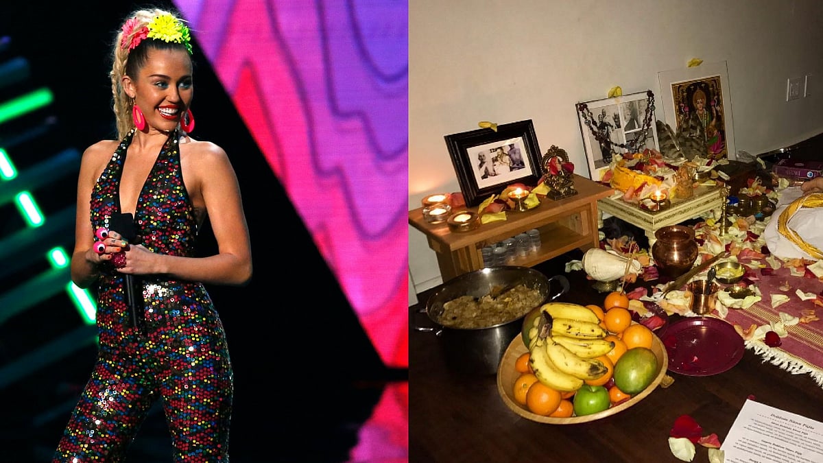 Miley Cyrus is getting up, close and personal with Hindu gods. (Photo: Reuters/ <a href="https://www.instagram.com/p/BQJ-83jBZ2O/?taken-by=mileycyrus&amp;hl=en">Instagram/ mileycyrus</a>)