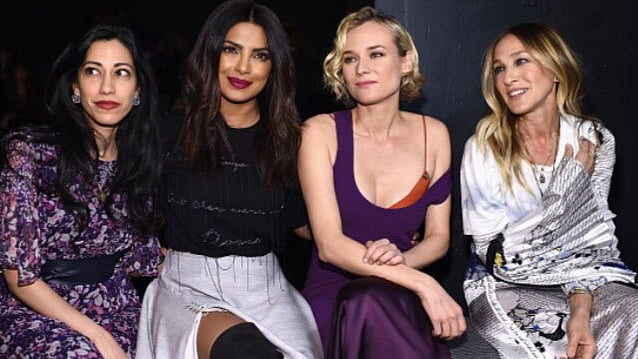 From left: Huma Abedin, Priyanka Chopra, Diane Kruger and Sarah Jessica Parker at the New York Fashion Week. (Photo Courtesy: Twitter/<a href="https://twitter.com/priyankaaddicts/status/830962665891753985/photo/1?ref_src=twsrc%5Etfw">Priyanka Chopra Fan Club</a>)