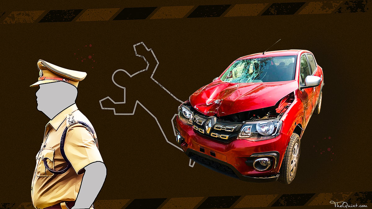 The speeding Renault Kwid that killed Vimla and Giriraj. (Photo: Altered by <b>The Quint</b>)