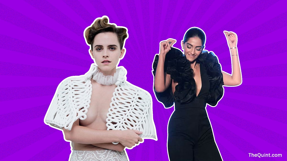 Emma Watson (L) and Sonam Kapoor (R). (Photo Courtesy: Vanity Fair/Yogen Shah)
