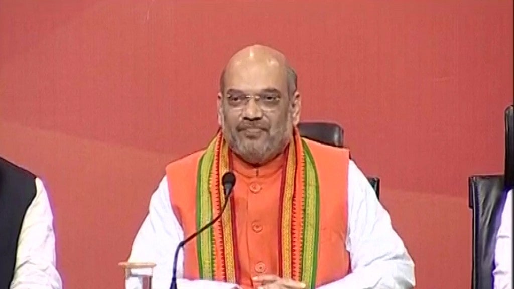 Amit Shah addresses the press after BJP’s victory in UP (Photo: ANI Screengrab)