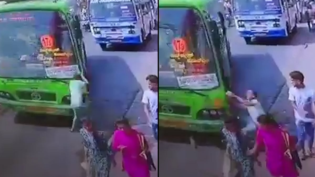 Speeding bus hits man in Mangalore (Photo: ANI screengrab)