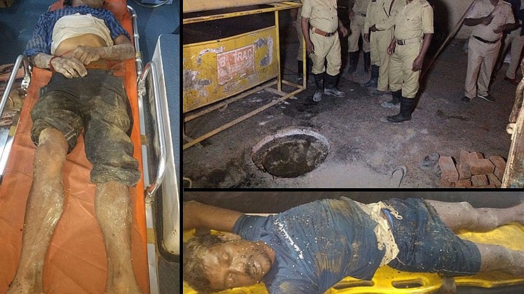 Dead bodies of manual scavengers who died of asphyxiation. (Photo Courtesy: The News Minute)