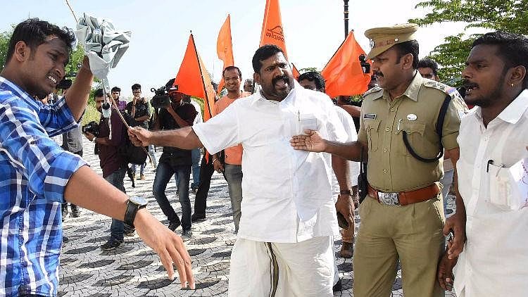 TK Arivindan, the main accused in the Marine Drive moral policing case, allegedly sexually harassed a differently-abled woman. (Photo: The News Minute)