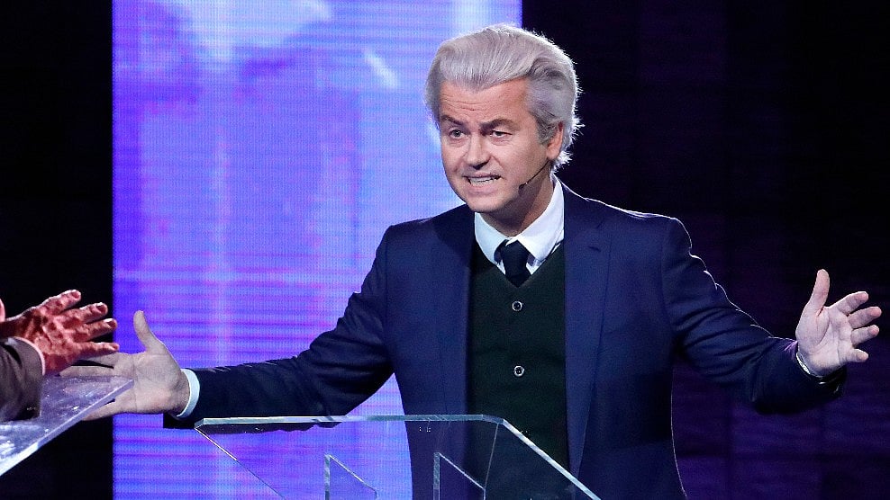 Right-wing leader Geert Wilders during a national televised debate on March 13 2017. (Photo: AP)