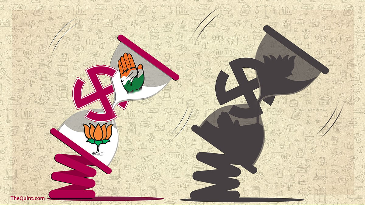 So far, three prominent newspapers have run articles by influential columnists, proclaiming an outright BJP victory. (Photo: Lijumol Joseph/<b>The Quint</b>)
