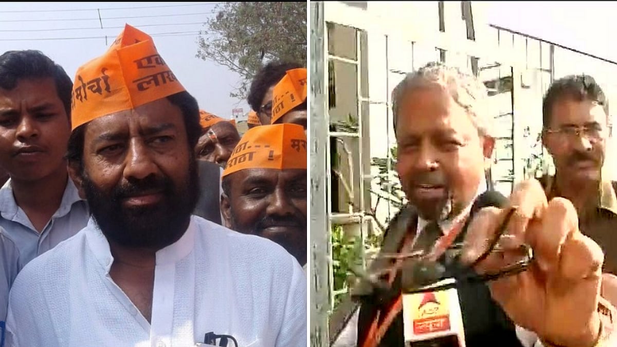 Shiv Sena MP Ravindra Gaikwad (left) assaulted Air India host (right). (Photo: ANI/Altered by<b> The Quint</b>)