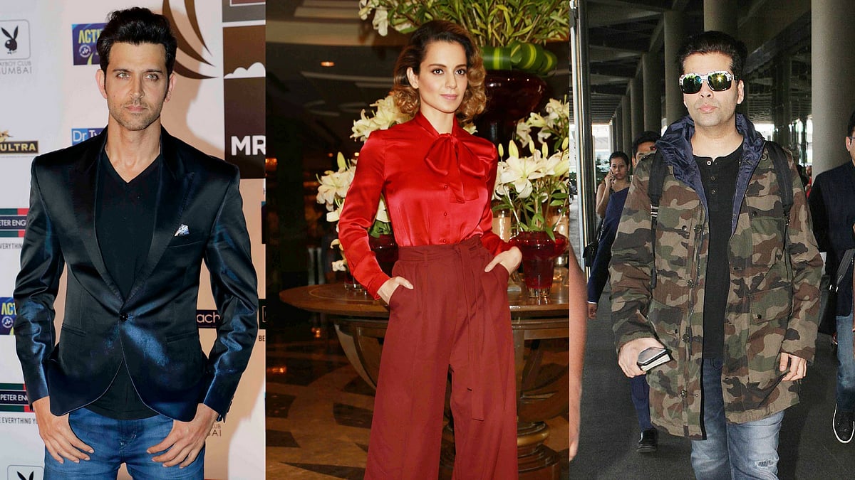 Hrithik Roshan, Kangana Ranaut and Karan Johar. (Photos: Yogen Shah)