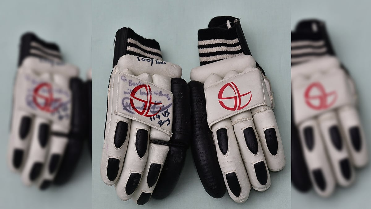 Sachin Tendulkar’s autographed gloves. (Photo: Nishant Arora)