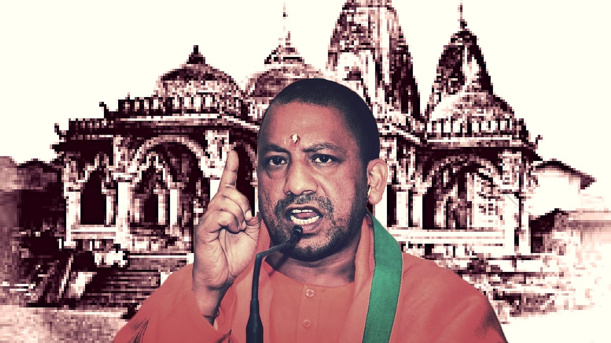 Yogi Adityanath, the new Uttar Pradesh Chief Minister. (Photo: IANS/Wikipedia altered by <b>The Quint</b>)