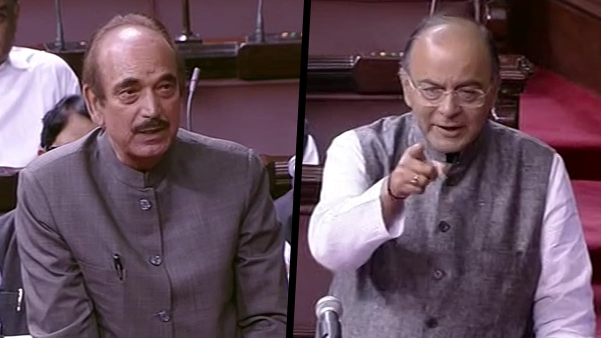 Ghulam Nabi Azad (L) and Arun Jaitley (R) (Photo: ANI Screengrab)