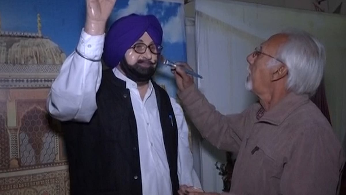 Wax statue of Captain Amarinder Singh. (Photo: ANI screengrab)