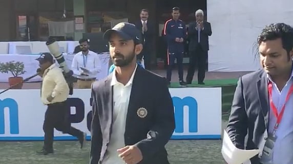 Ajinkya Rahane walks out for toss in Dharamsala. (Photo: Instagram)