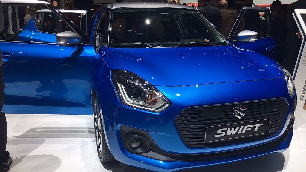 Maruti Suzuki Swift on display at the Geneva Motor Show 2017. (Photo: <b>The Quint</b>)