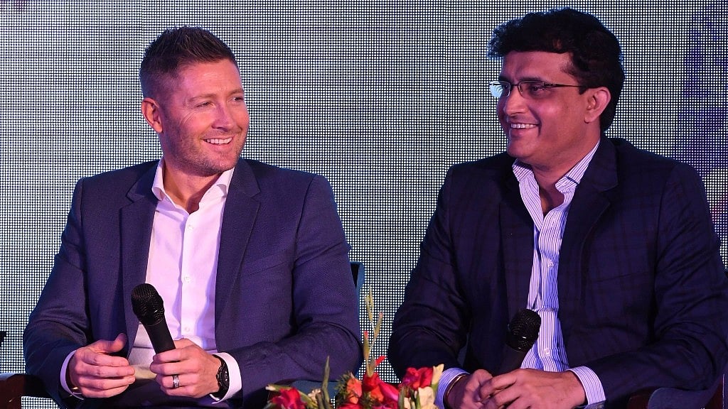 Michael Clarke and Sourav Ganguly at the India launch of the former Australian captain’s autobiography. (Photo: IANS)