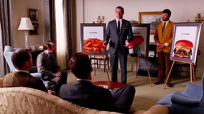 Don Draper making the ‘Pass the Heinz’ pitch in Mad Men Season 6, episode 4, ‘<i>To Have And To Hold’</i>. (Photo Courtesy: Twitter/<a href="https://twitter.com/S_kotnala">@S_kotnala</a>)