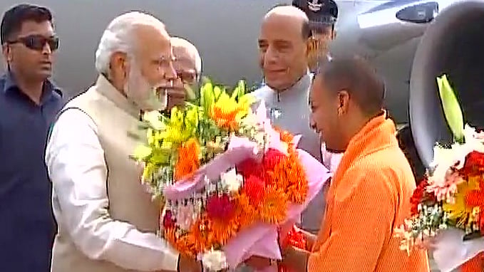 The 44-year-old BJP MP from Gorakhpur has taken oath as UP CM, with two Deputy CMs by his side. (Photo: ANI)  