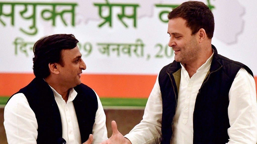 Akhilesh Yadav (left) and Rahul Gandhi in a file photo.