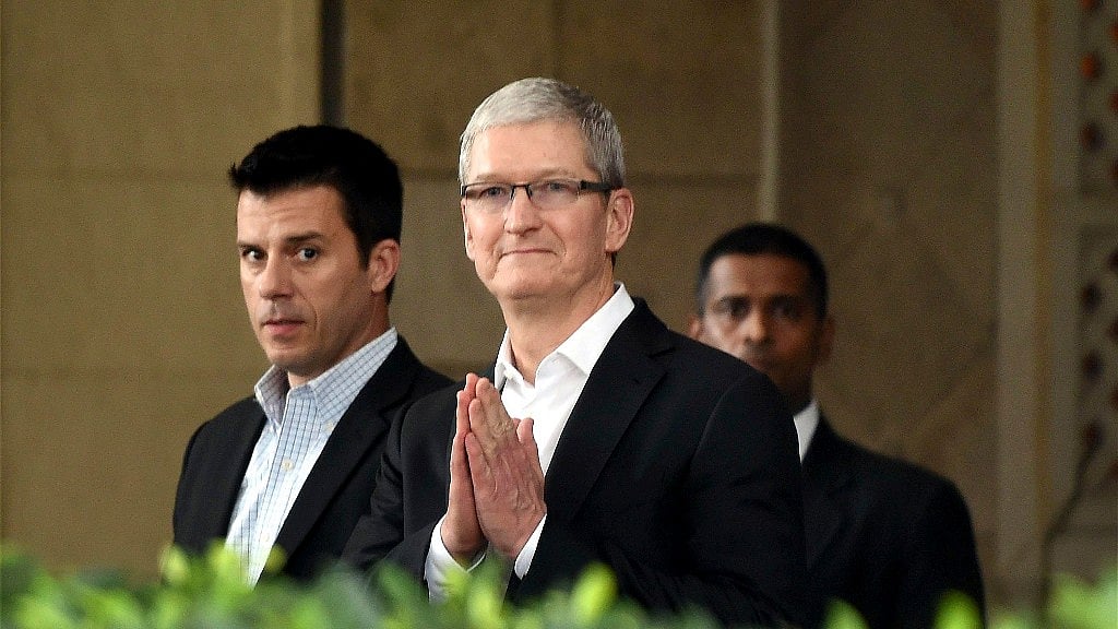 Apple CEO Tim Cook in Mumbai earlier this year. 