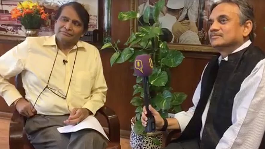 Suresh Prabhu(left) and Sanjay Pugalia. (Photo: <b>The Quint</b>)