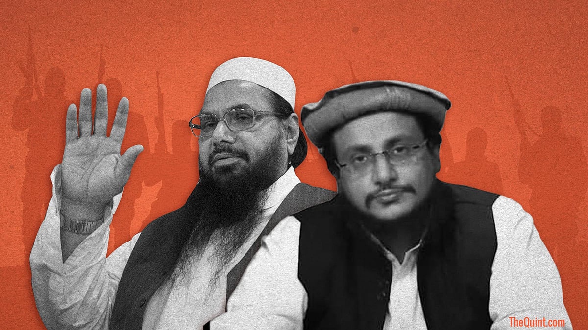 Hafiz Saeed and Talha Hafiz Saeed. (Photo: Harsh Sahani/<b>The Quint</b>)
