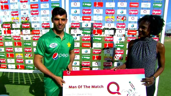 Shabad Khan receiving a Man of the Match during the recently-concluded T20 series against West Indies. (Photo: Twitter)