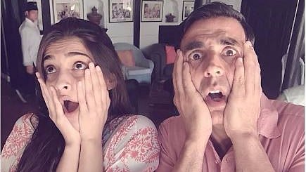 Sonam Kapoor shares a picture with Akshay Kumar reacting to their National Award win. (Photo courtesy: Instagram/SonamKapoor)