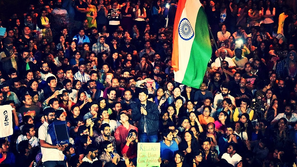 Kanhaiya Kumar speaking in JNU on 3 March 2016. (Photo: PTI)