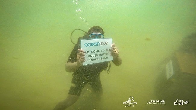 The underwater event aimed at drafting a long-term sustainable plan to protect the ocean and marine life. (Photo Courtesy: The News Minute)