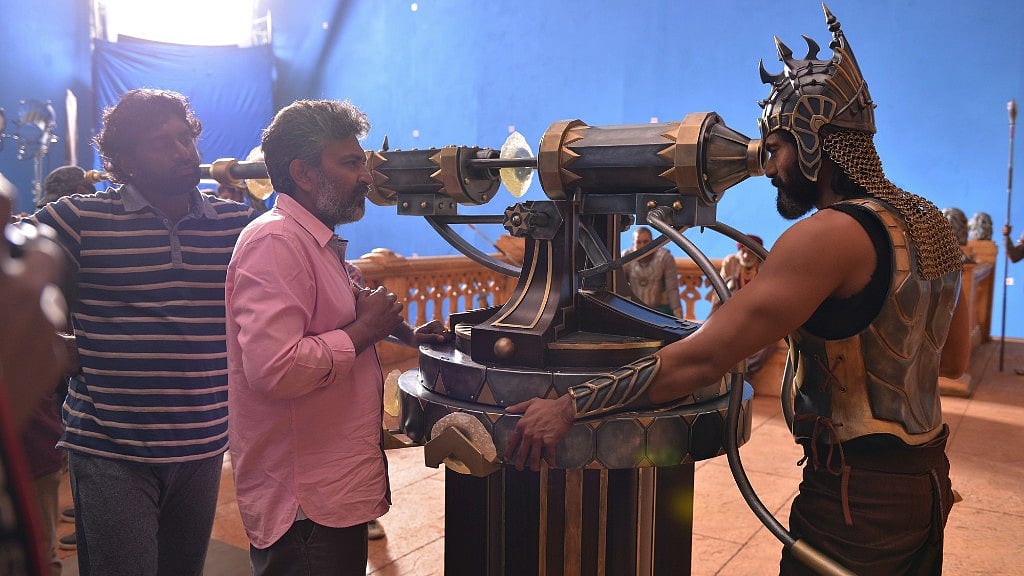 SS Rajamouli on the sets of <i>Baahubali 2. </i>(Photo courtesy: Arka Mediaworks)