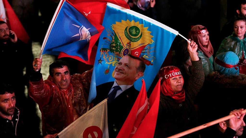 Supporters of the “Yes” vote celebrate in Ankara, on Sunday, April 16, 2017. (Photo: AP)