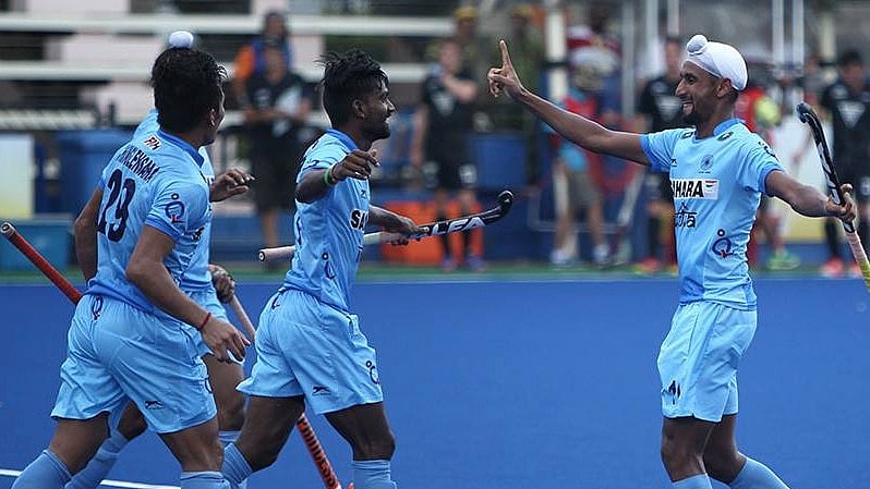 Mandeep Singh celebrates after scoring. (Photo: Hockey India)