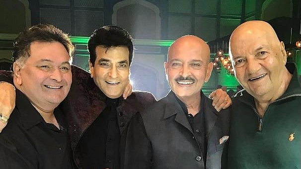 Jeetendra with friends Rishi Kapoor, Rakesh Roshan and Prem Chopra on his 75th birthday. (Photo Courtesy: Instagram/@ektaravikapoor)
