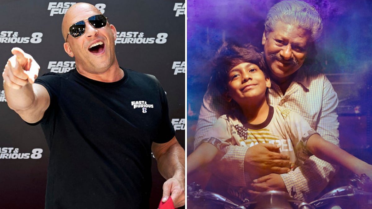 <i>‘Fast And Furious 8’ </i>star Vin Diesel (left), Rajkiran, who plays the titular character in<i> ‘</i><i>Pa Paandi’ </i>(right). (Photo Courtesy: Twitter/<a href="https://twitter.com/pulzo">@Pulzo</a>/<a href="https://twitter.com/dhanushkraja/media">@dhanushkraja</a>)