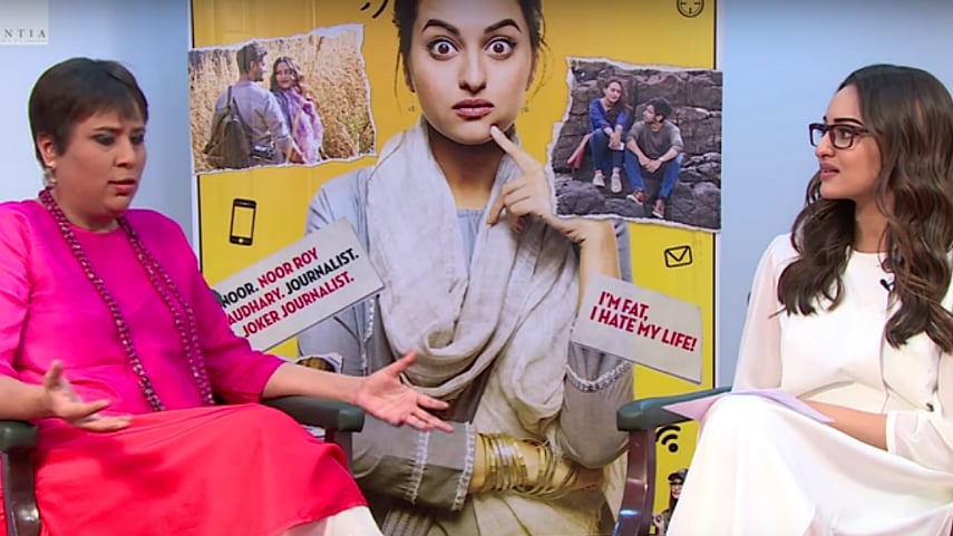 Barkha and Sonakshi thresh it out. (Photo Courtesy: <a href="https://www.youtube.com/watch?v=Zx43c4eMNlU">Youtube/ T-Series</a>)