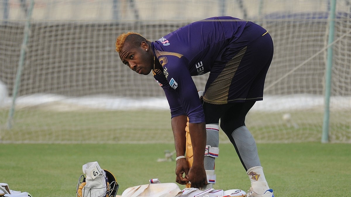 

Andre Russell at the practice session of KKR (photo courtesy:- IANS)