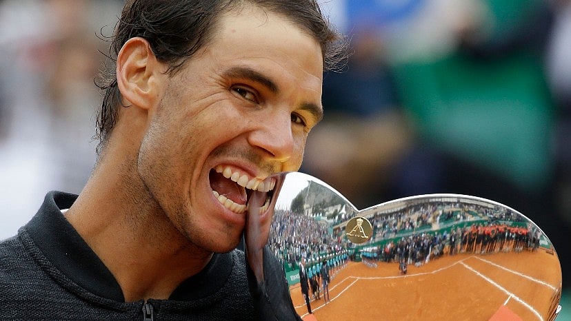 Rafael Nadal poses with the Monte Carlo Masters trophy. (Photo: AP)