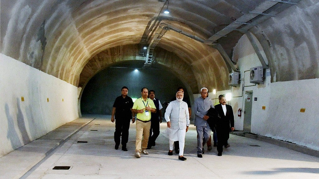 PM Modi in the Chenani-Nashri Tunnel (Photo: PTI) 