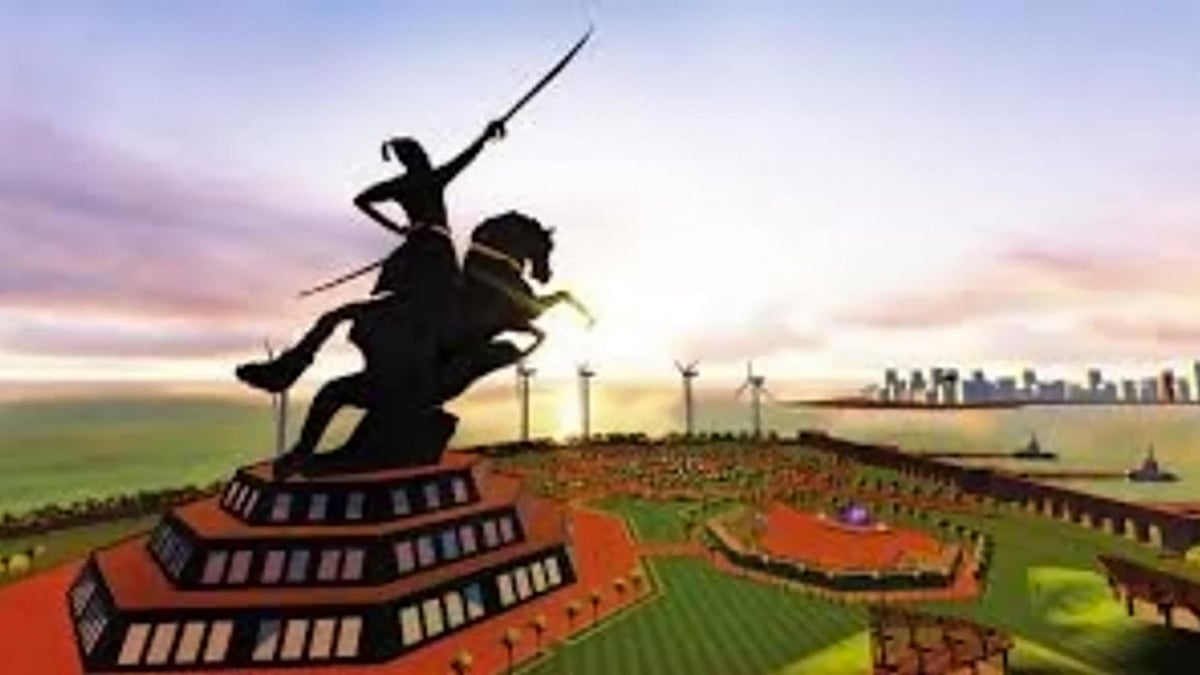 The proposed Shivaji memorial in the Arabian Sea in Mumbai, Maharashtra.
