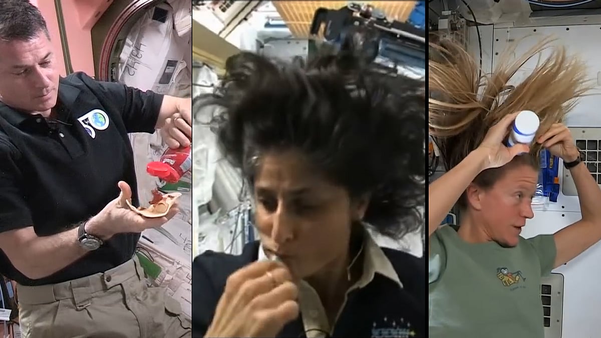 Astronauts in space (Photo: NASA file footage/Image altered by The Quint)
