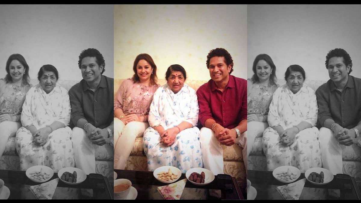 Lata Mangeshkar with Sachin and Anjali Tendulkar. (Photo courtesy: Facebook)