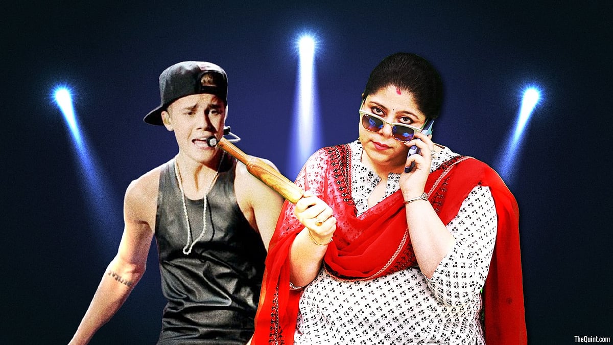 RJ Stutee Ghosh as Justin Bieber’s mother. (Photo: <b>The Quint</b>/Harsh Sahani)