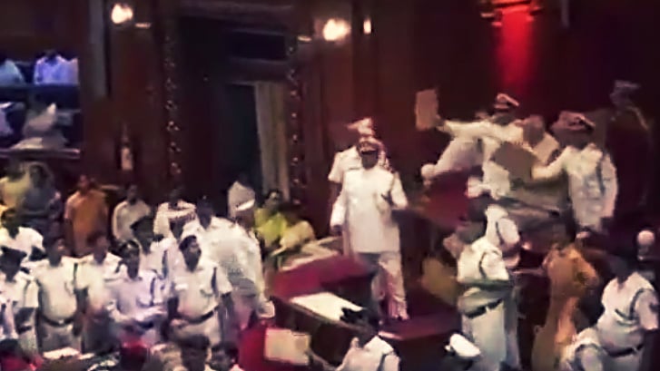 Ruckus in the Uttar Pradesh Assembly. (Photo: ANI)