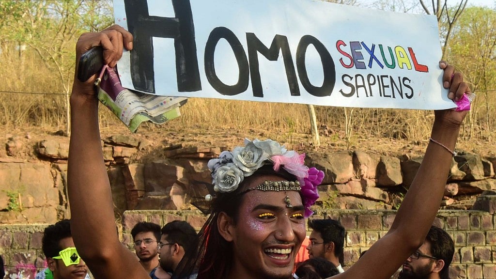 Over 200 persons from the LGBT community and their supporters could be seen boldly waving the Rainbow flag. (Photo: <b>The Quint</b>)